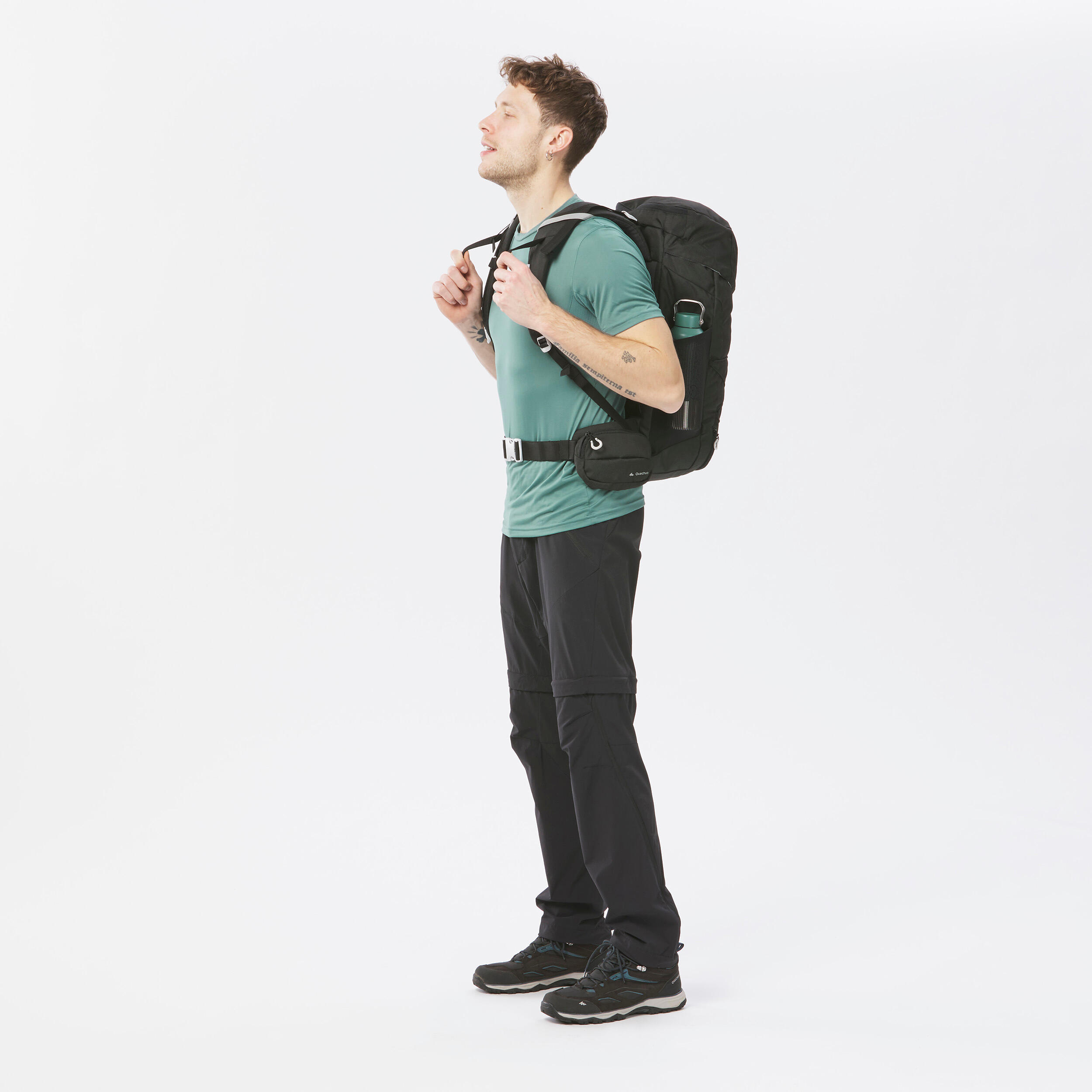 Wandershirt Herren  kurzarm recyceltes Synthetikmaterial - MH100 grün 4/21