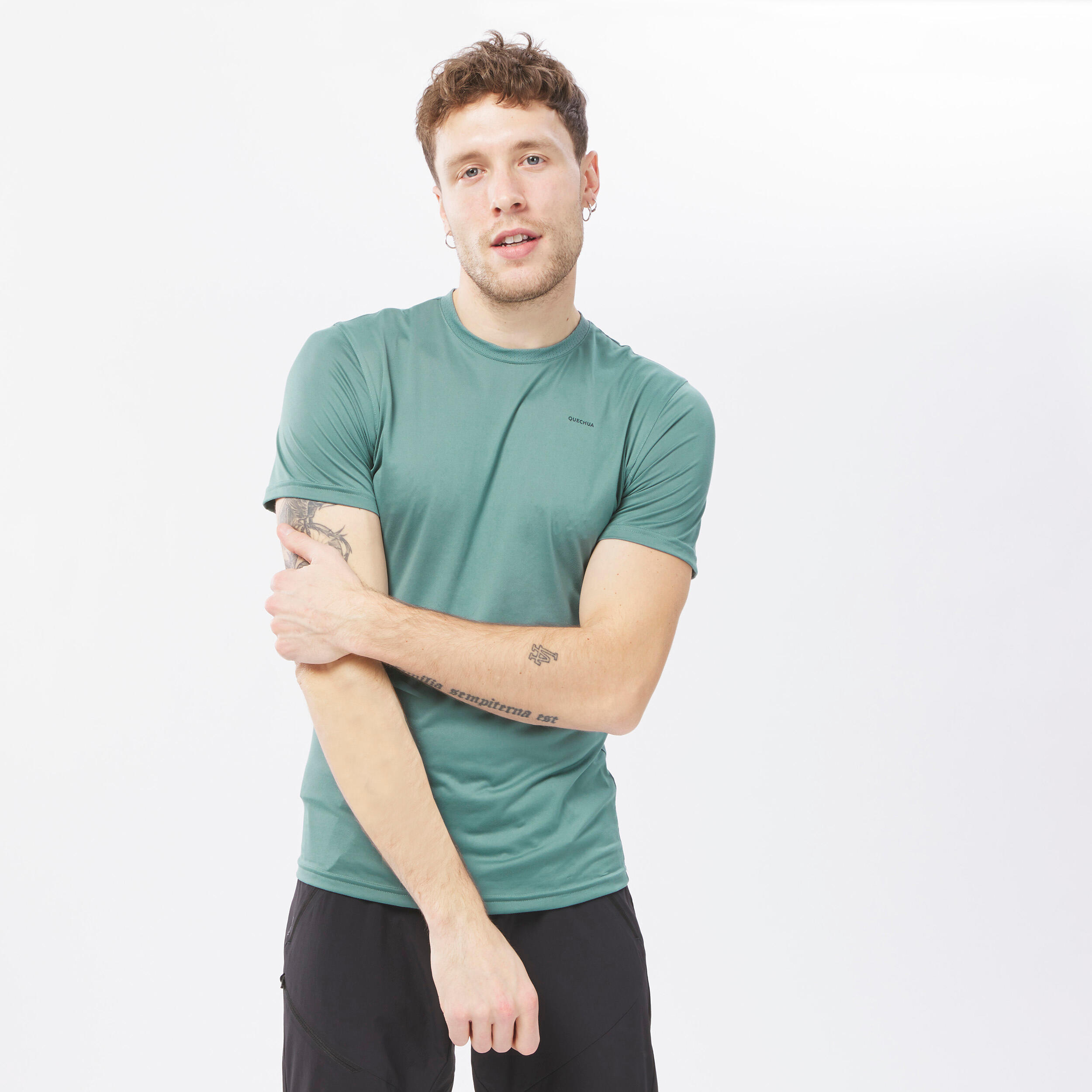 T-shirt de randonnée manches courtes en synthétique - homme- mh100