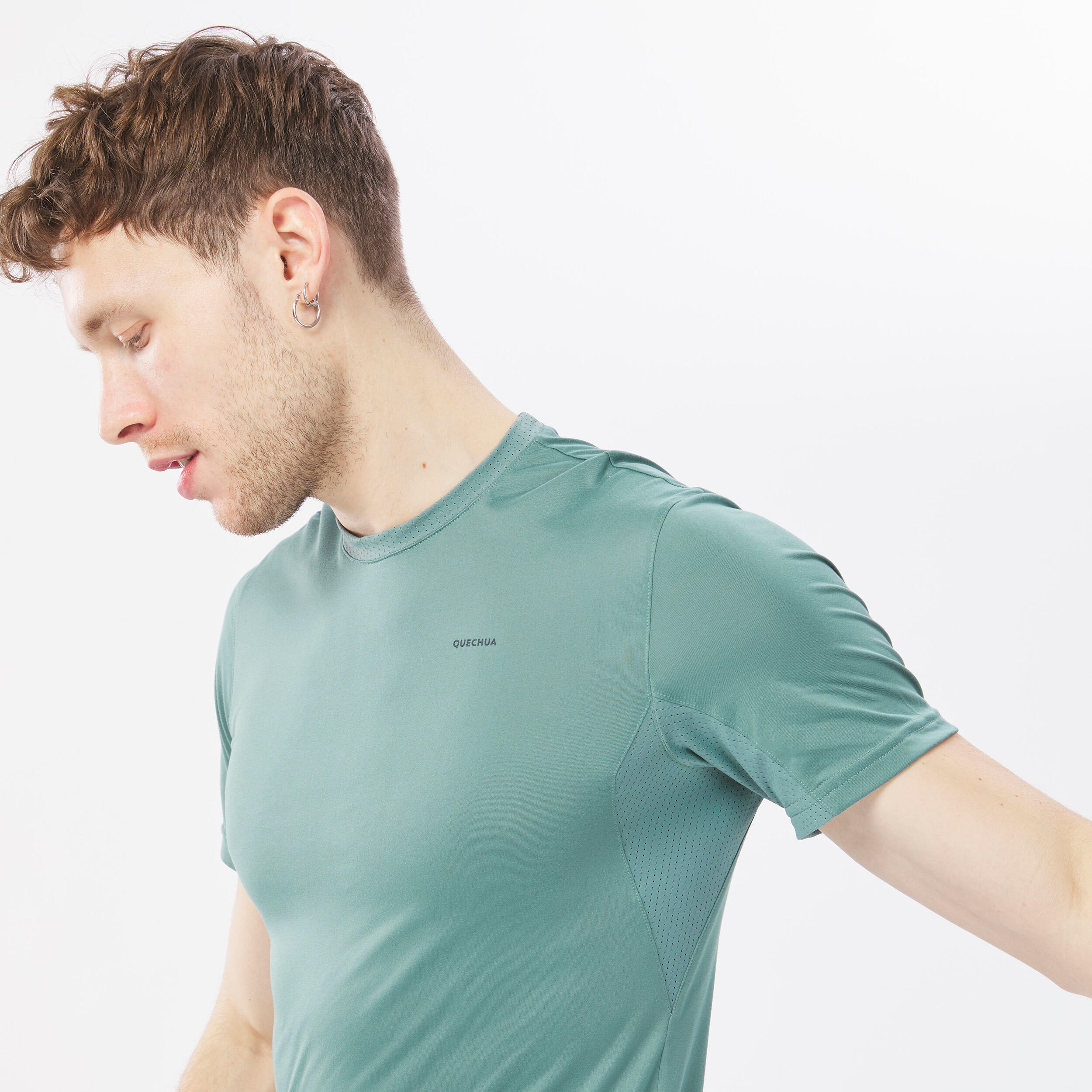 T-shirt de randonnée manches courtes en synthétique - homme-  mh100 4/7