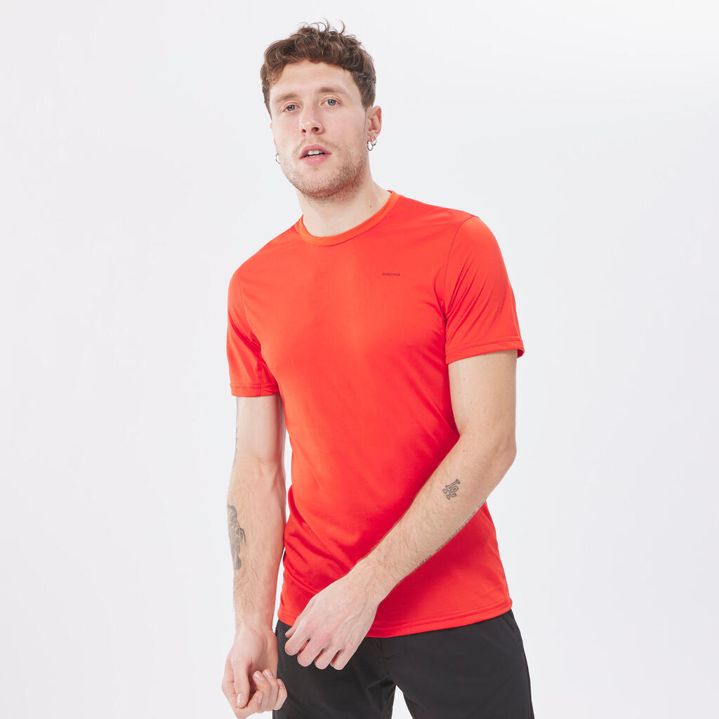 Men's Short-sleeved Hiking T-shirt made from recycled synthetic fabric -  MH100 