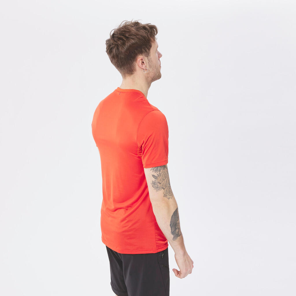 Men's Short-sleeved Hiking T-shirt made from recycled synthetic fabric -  MH100 