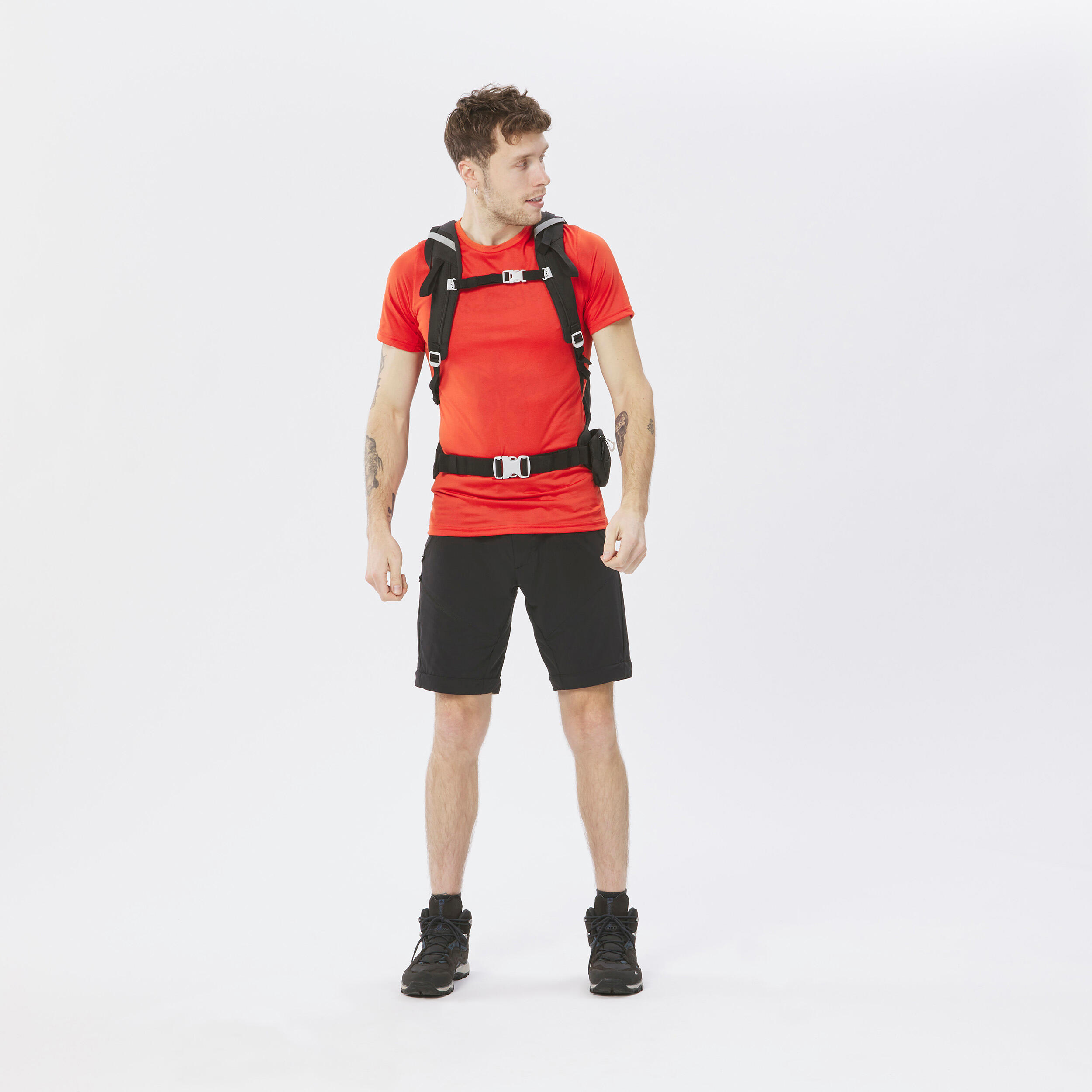 Wandershirt Herren kurzarm Synthetik Wandern - MH100  6/8
