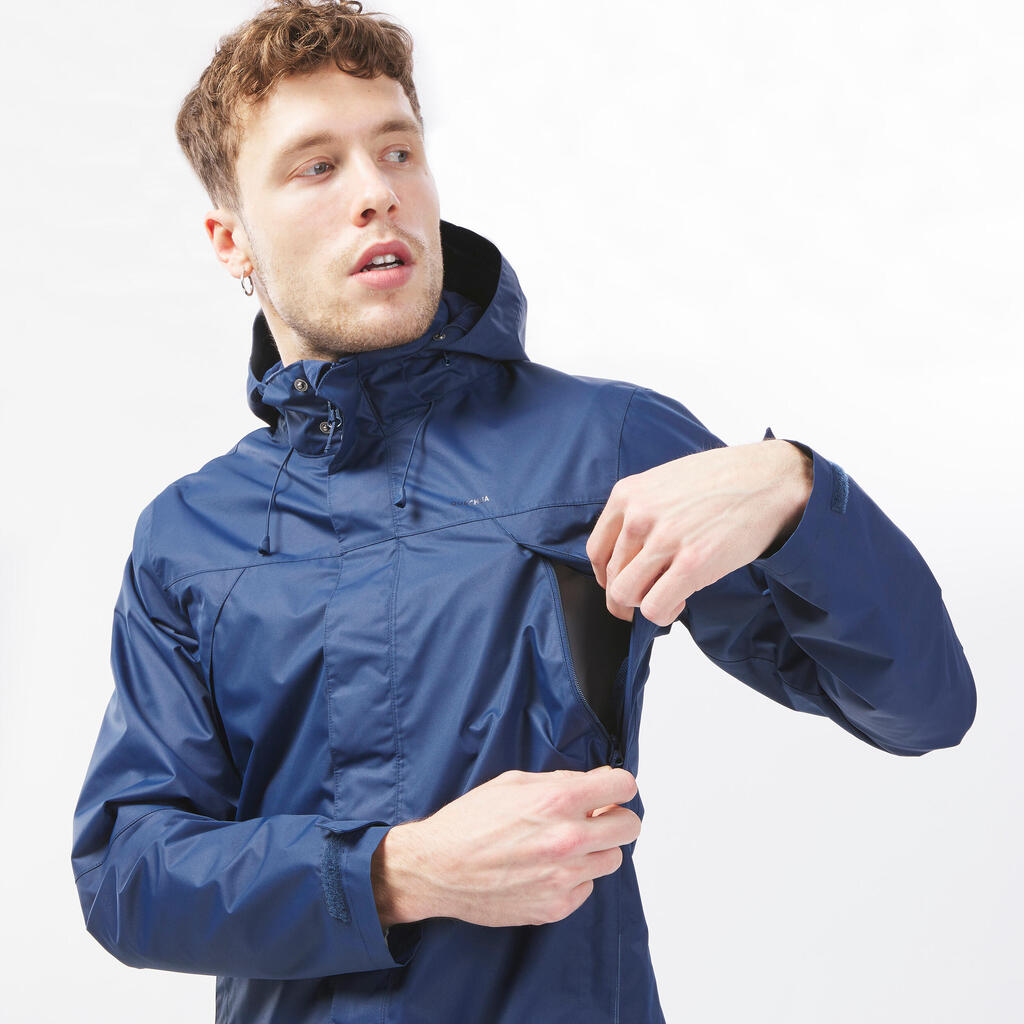 Wanderjacke Herren wasserdicht leicht Bergwandern - MH100 blau