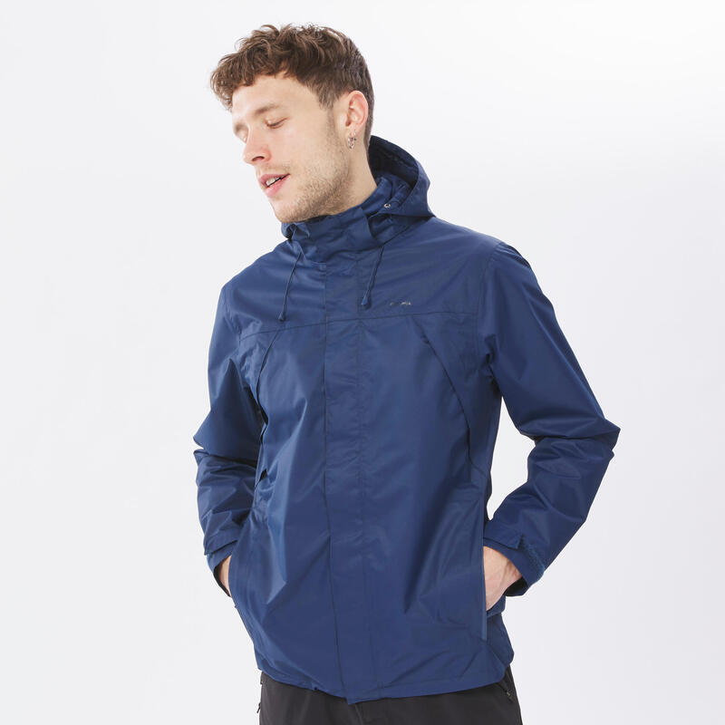 Chaqueta impermeable montaña y trekking Hombre Quechua MH100 azul