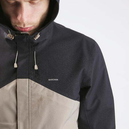 Men's waterpoof jacket - MH150 - Beige/Black