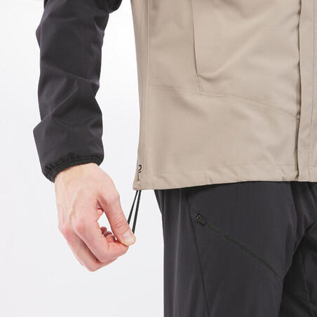 Куртка чоловіча MH150 для гірського туризму водонепроникна чорна/бежева