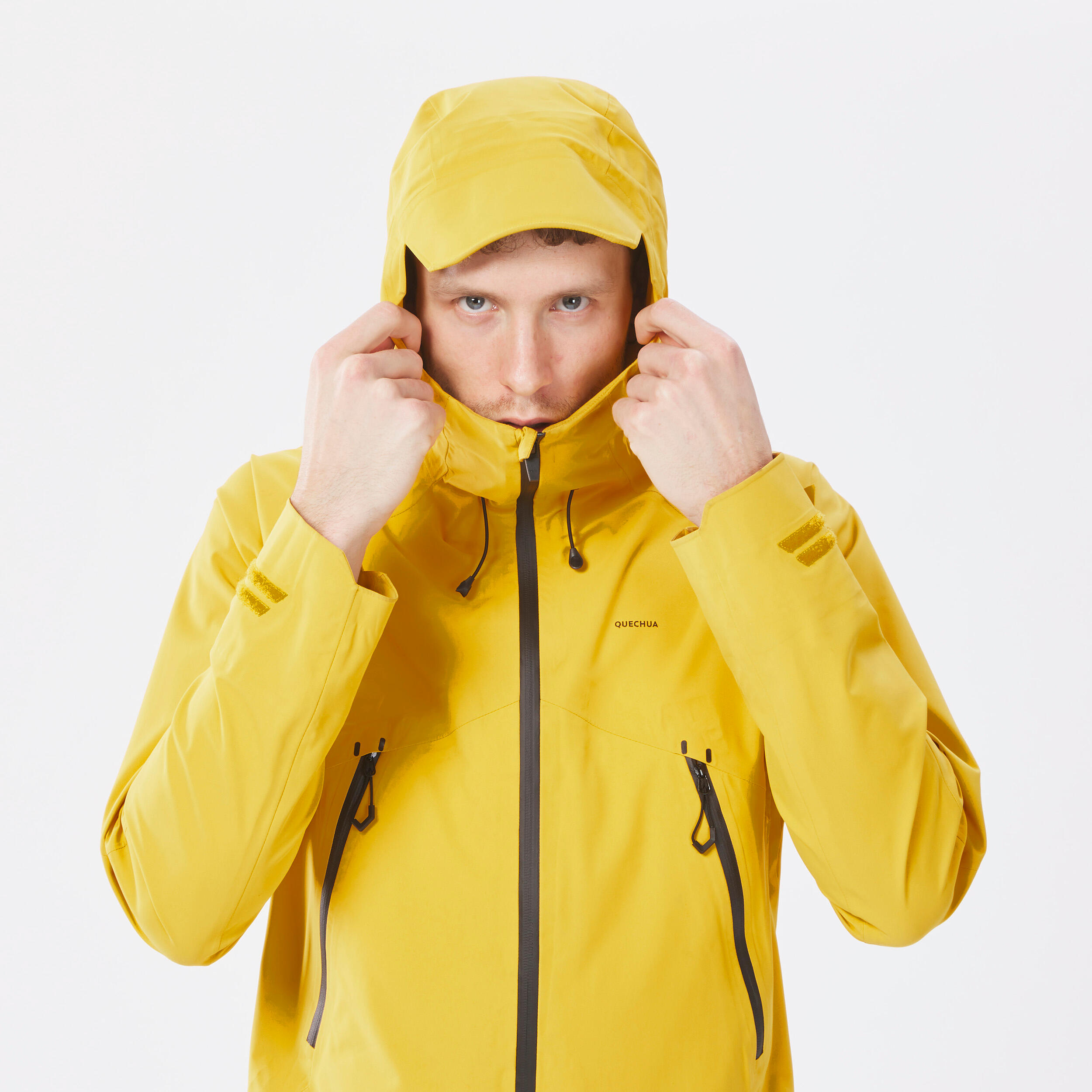 Men s Waterproof Mountain Walking Jacket MH500 Yellow