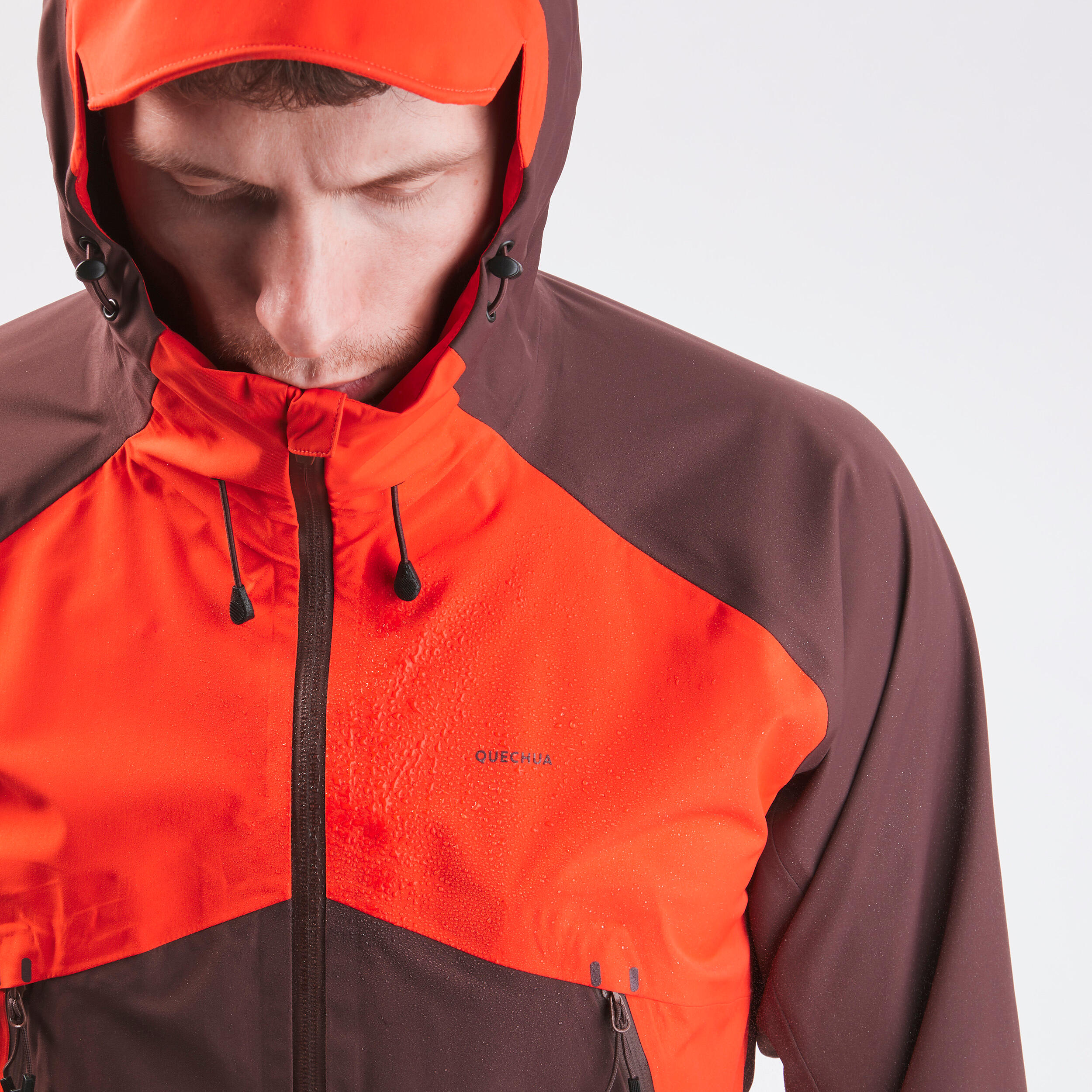 Men’s waterproof mountain hiking jacket, MH500 - Orange 20/21