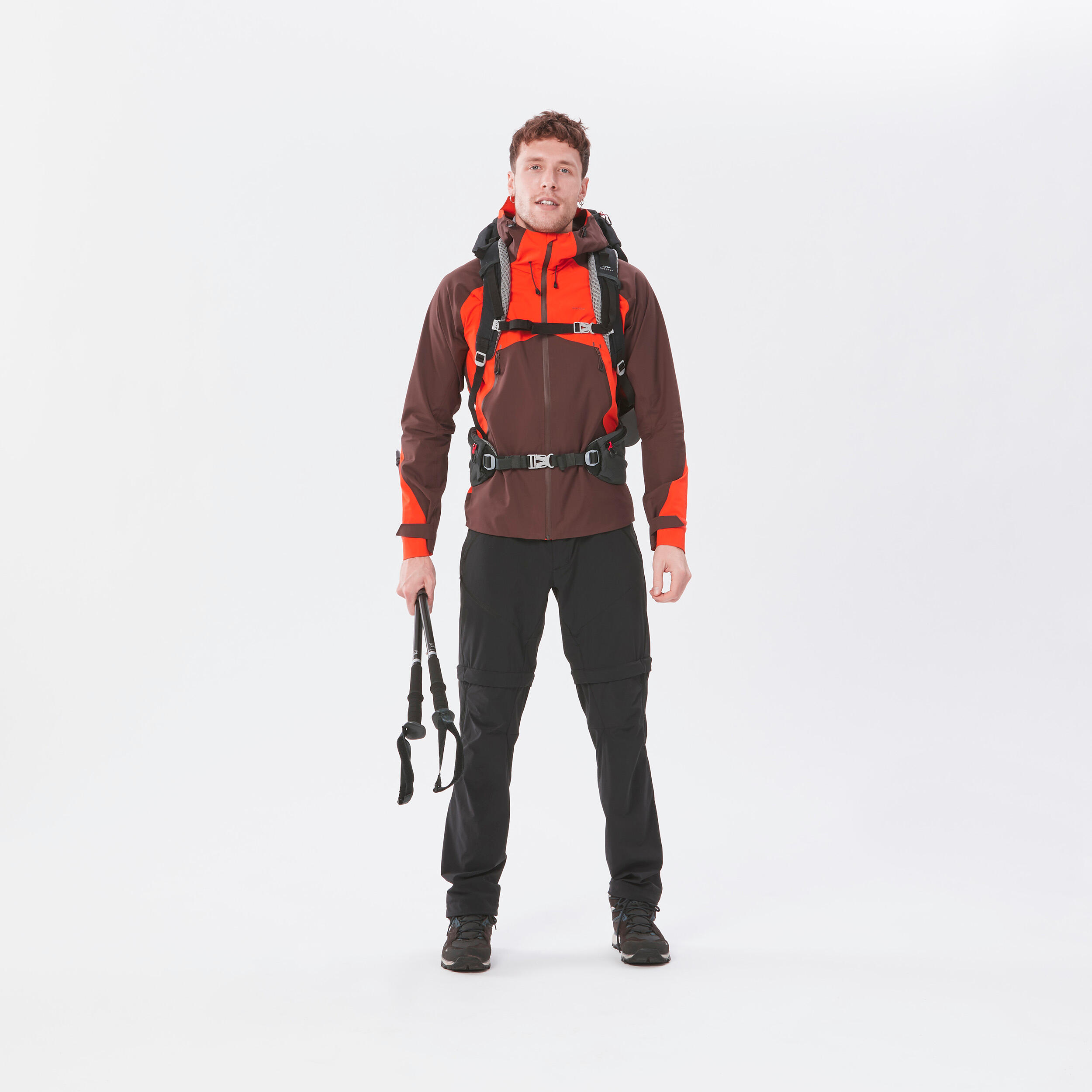 Men’s waterproof mountain hiking jacket, MH500 - Orange 19/21
