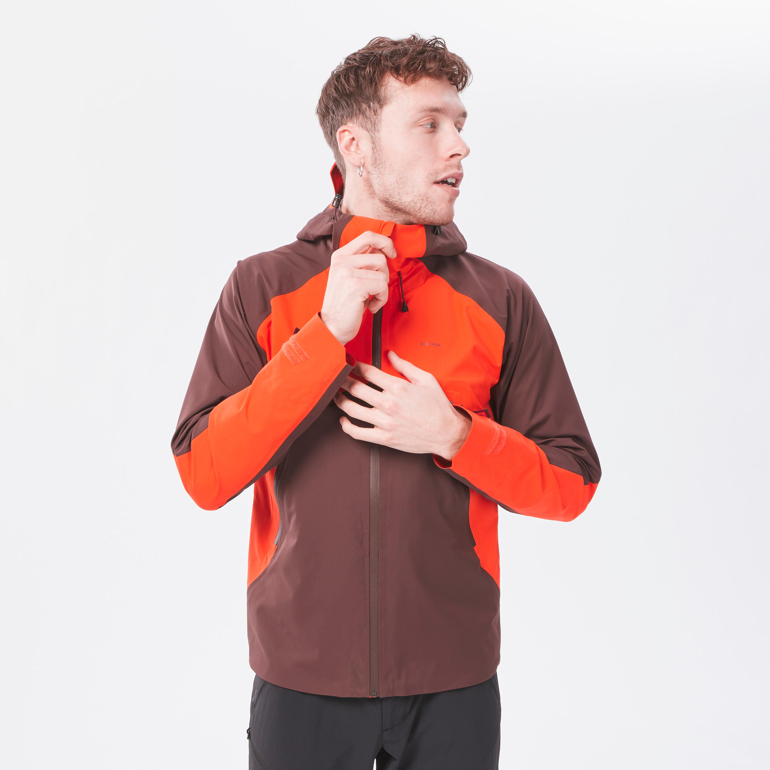 Men’s waterproof mountain hiking jacket, MH500 - Orange 16/21
