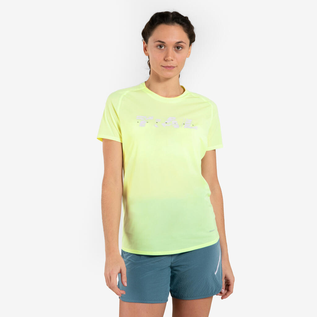 Dámske trailové tričko s krátkym rukávom limetkové s potlačou