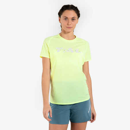 Majica kratkih rukava za trail trčanje ženska limeta zelena