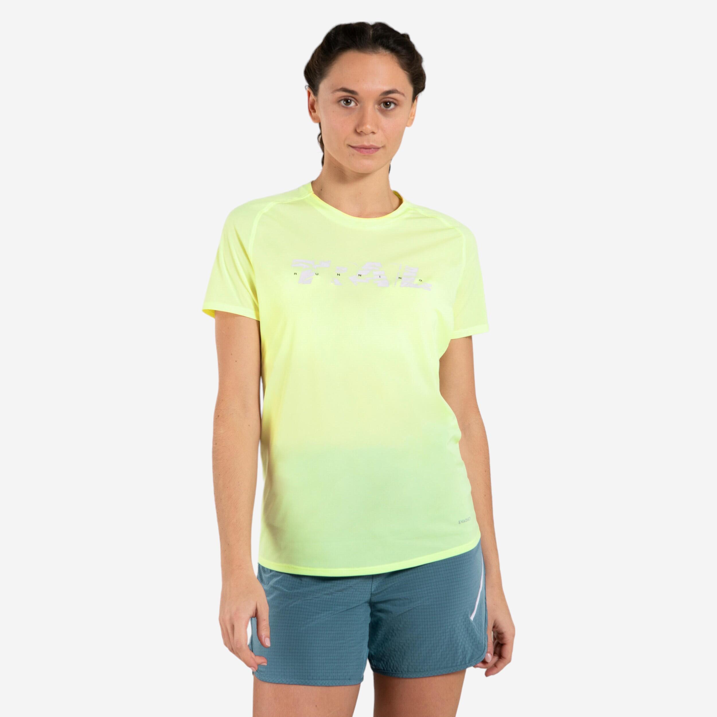 WOMEN'S GRAPH SHORT SLEEVE TRAIL RUNNING T-SHIRT LIME