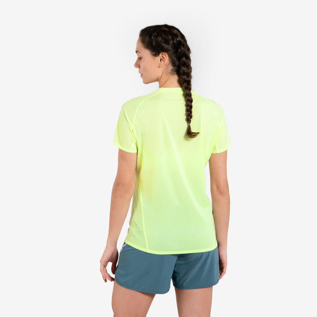 WOMEN'S SHORT-SLEEVED TRAIL RUNNING T-SHIRT GRAPH-RASPBERRY