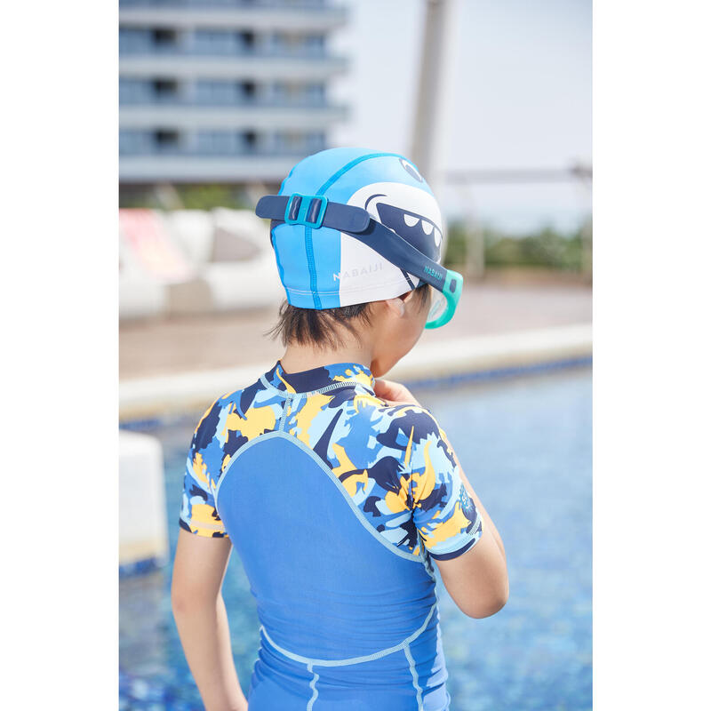 Cuffia piscina SHARK tessuto rivestito silicone azzurra