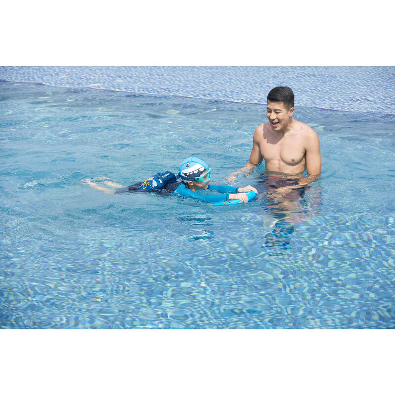 Cuffia piscina SHARK tessuto rivestito silicone azzurra