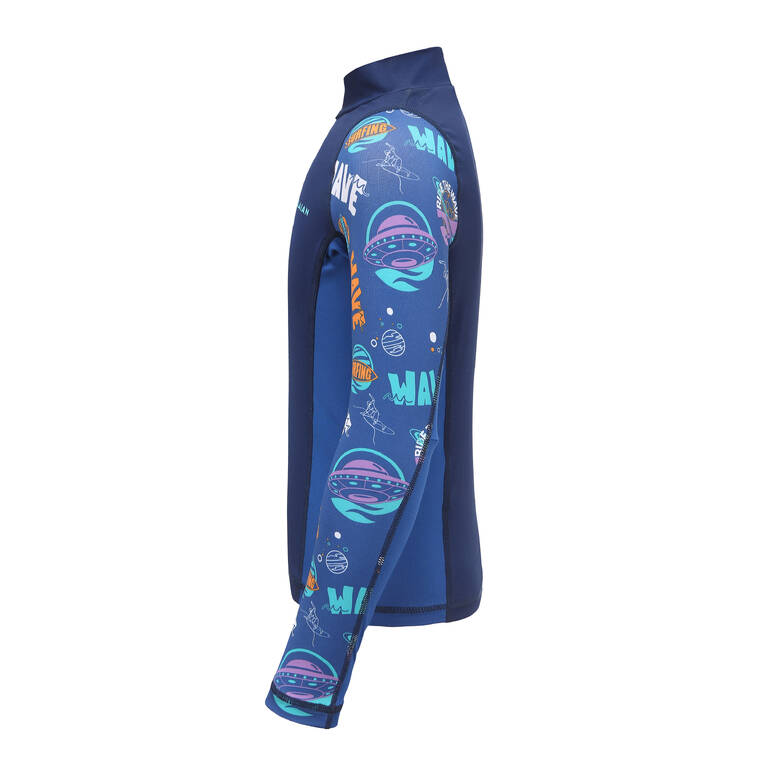 Boys' surfing long sleeve UV T-shirt 500 - space blue