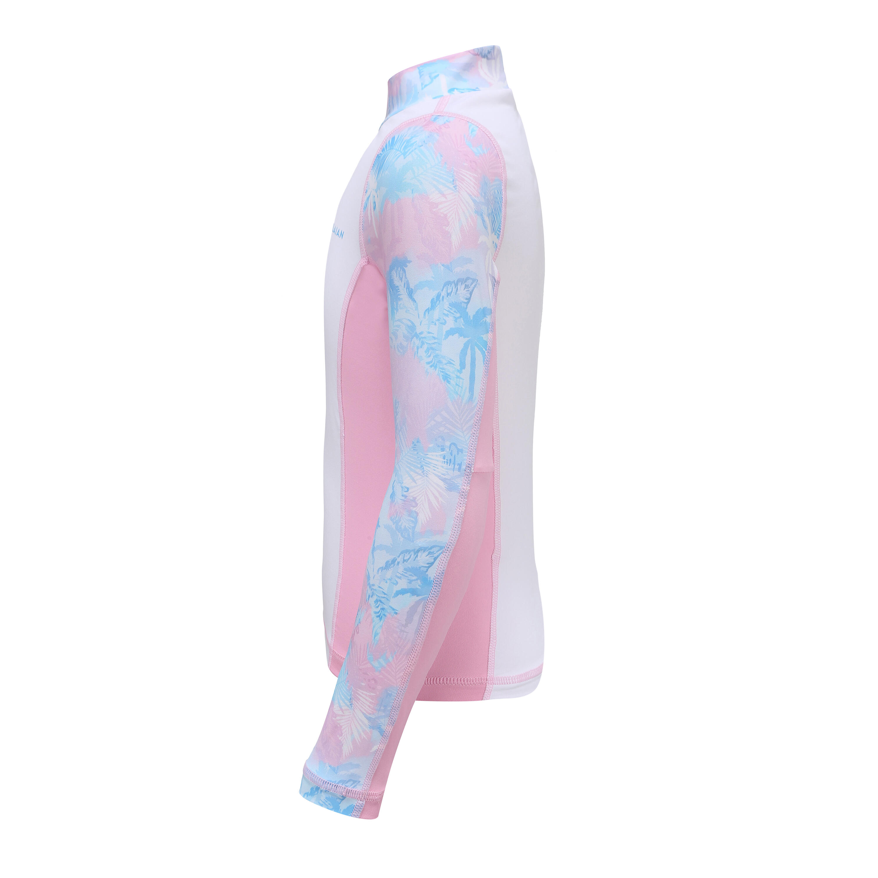 Maglia surf ragazza 500 PALM azzurra maniche lunghe 3/4