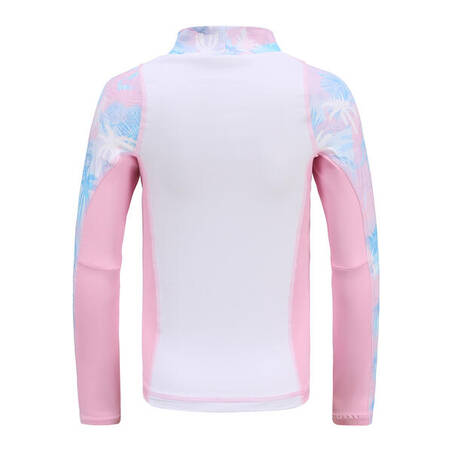 Girl's surfing UV protective top 500L palm blue