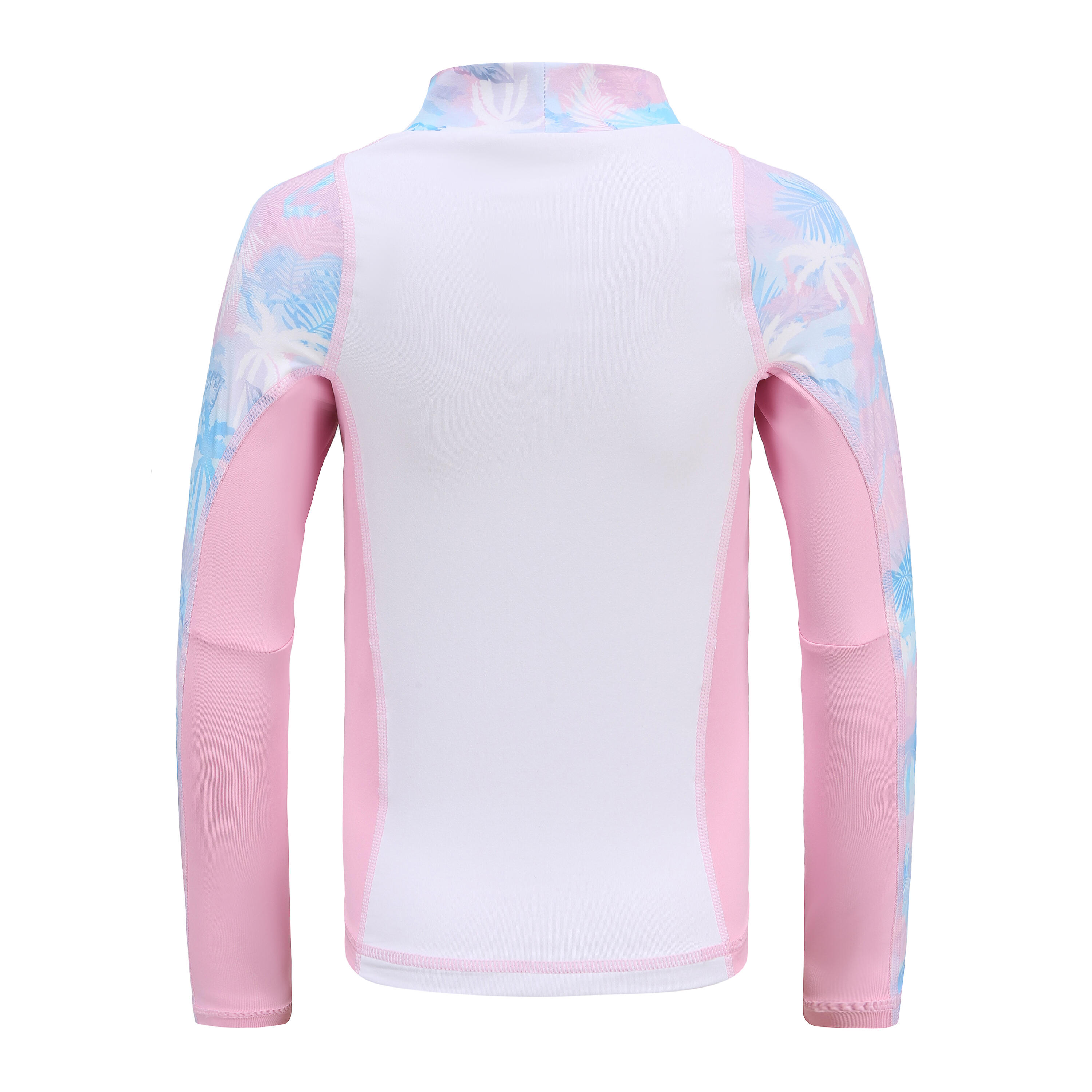 Maglia surf ragazza 500 PALM azzurra maniche lunghe 4/4