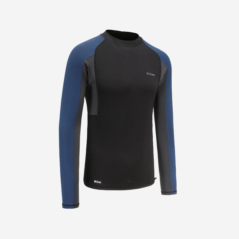 Erkek Slim Fit Uzun Kollu UV Korumalı Tişört - Siyah/Mavi - 500