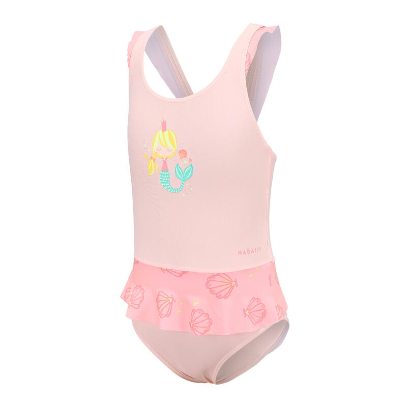 Baby Girls' 1-piece Skirt Swimsuit - Pink with Mermaid Print