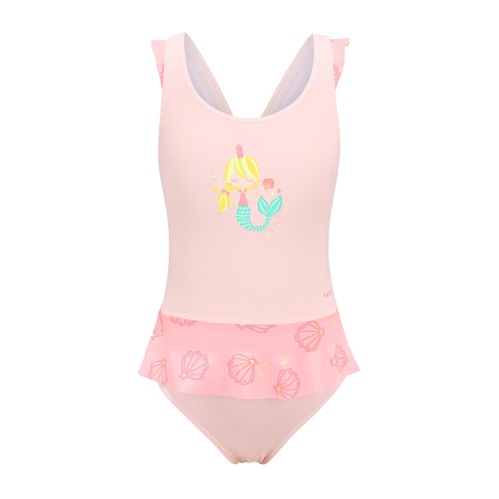 Maillot De Bain 1 Pièce Bébé Fille Jupette Rose Imprimé Sirène