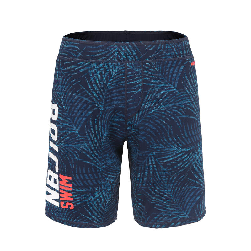 100 LONG MEN'S SWIMMING SHORTS - ALL PALM NAVY