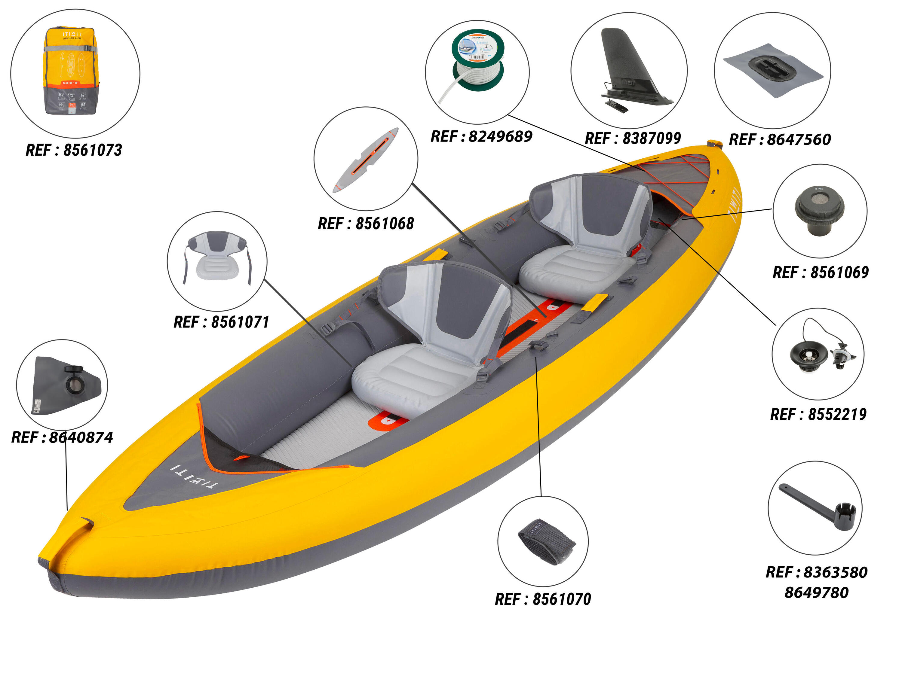 Canoa Kayak Hinchable Tribord 100+ Amarillo 2 Plazas 24/26