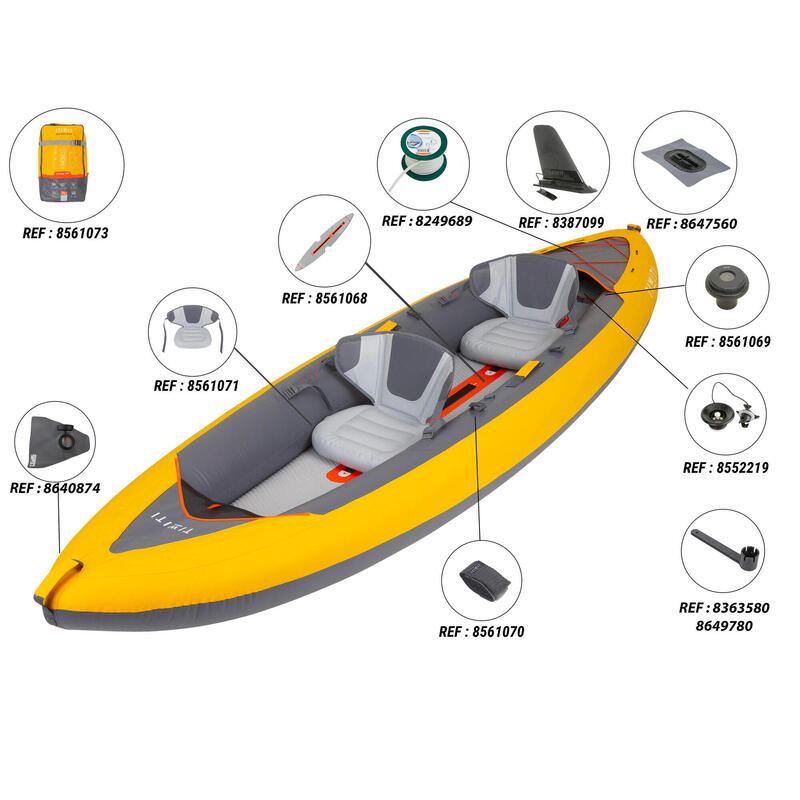 Caiac-canoe gonflabil 2 locuri Tribord 100+ Galben