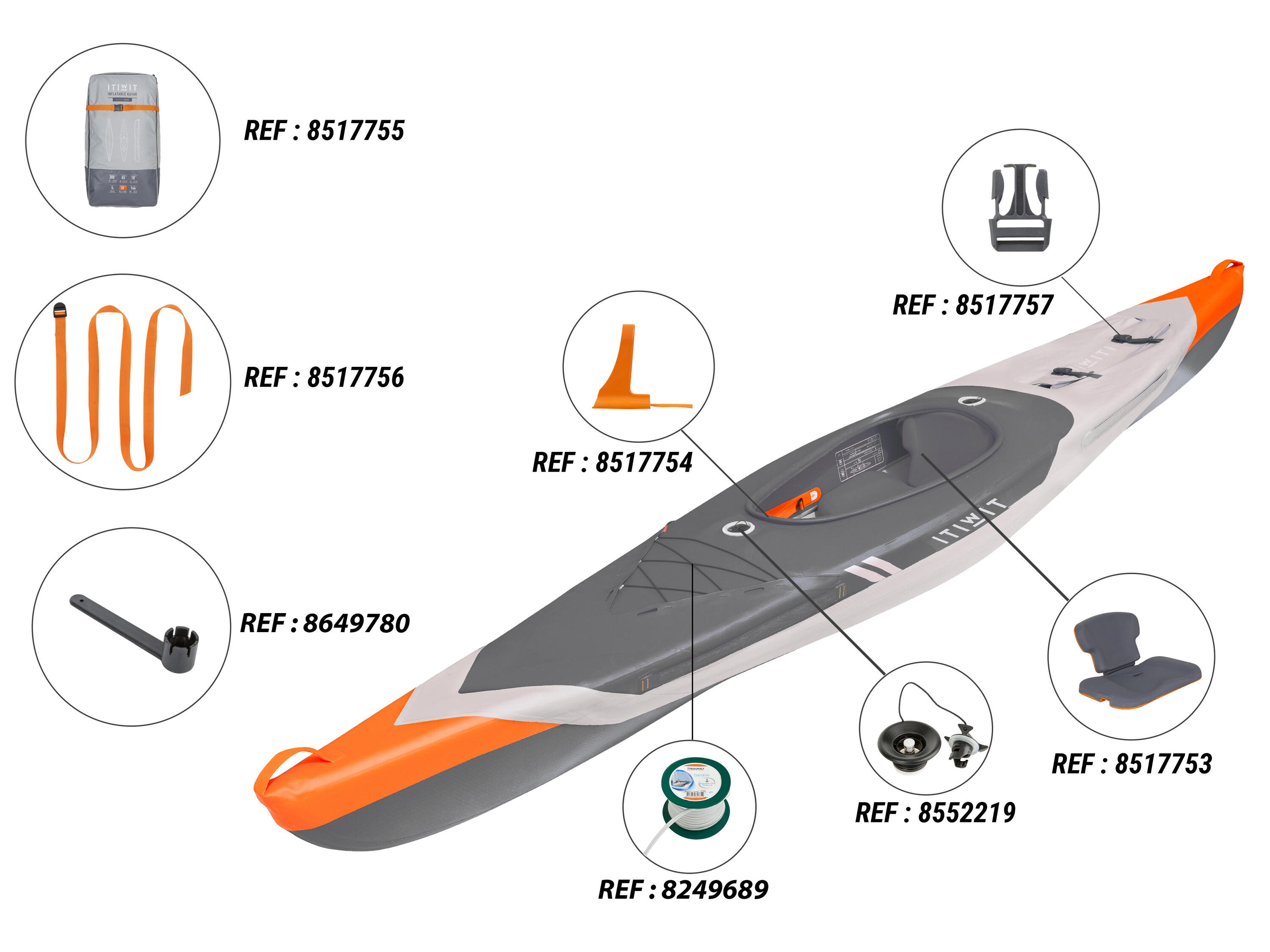 X500 1 PERSON TOURING INFLATABLE DROPSTITCH KAYAK 4/37