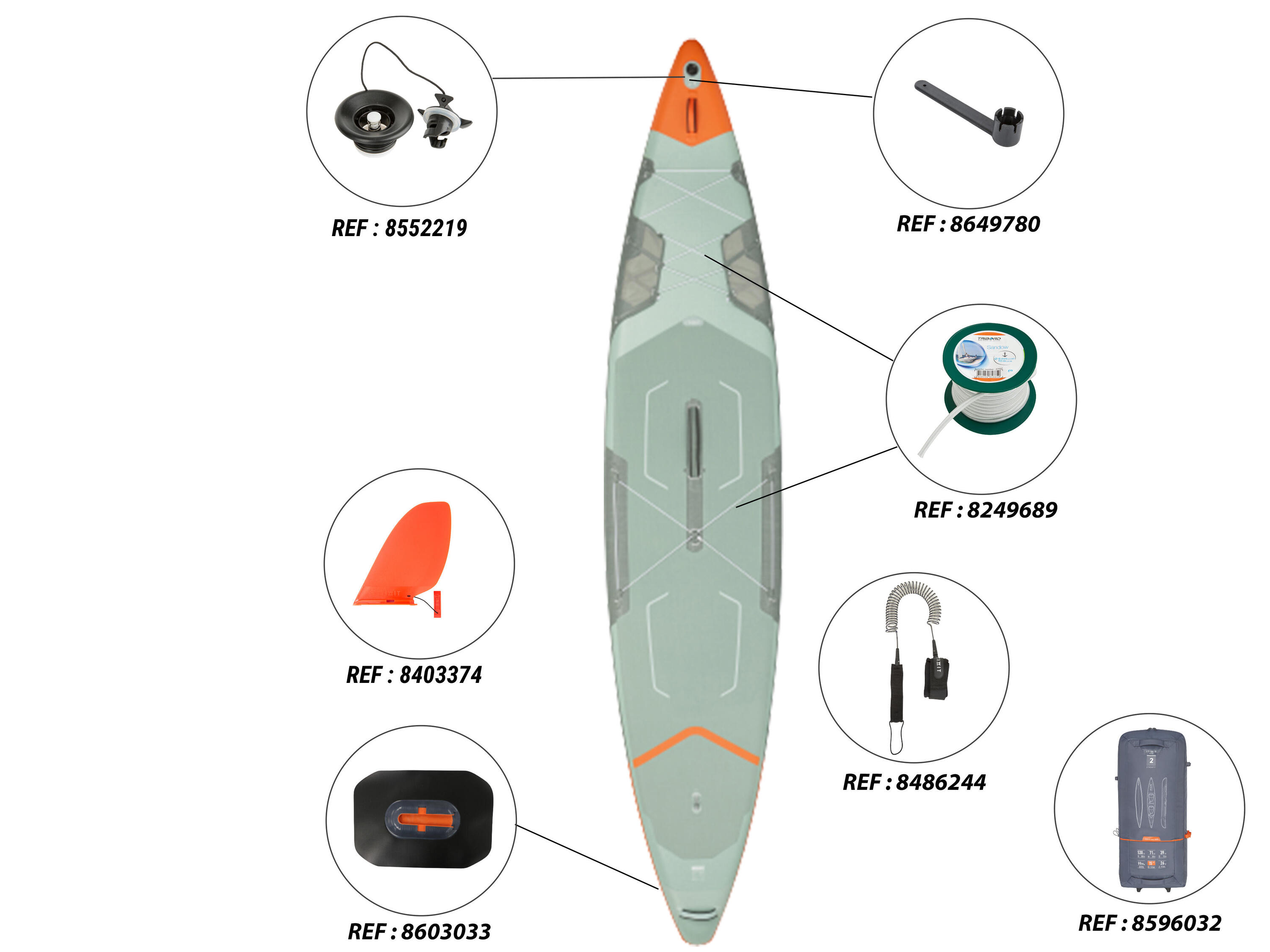 Inflatable tandem SUP made with reinforced dropstitch (15' -35"- 6") - Green. 4/21