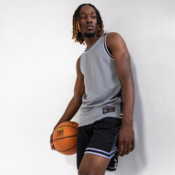 Men's Sleeveless Reversible Basketball T-Shirt/Jersey T500R - Grey/Black
