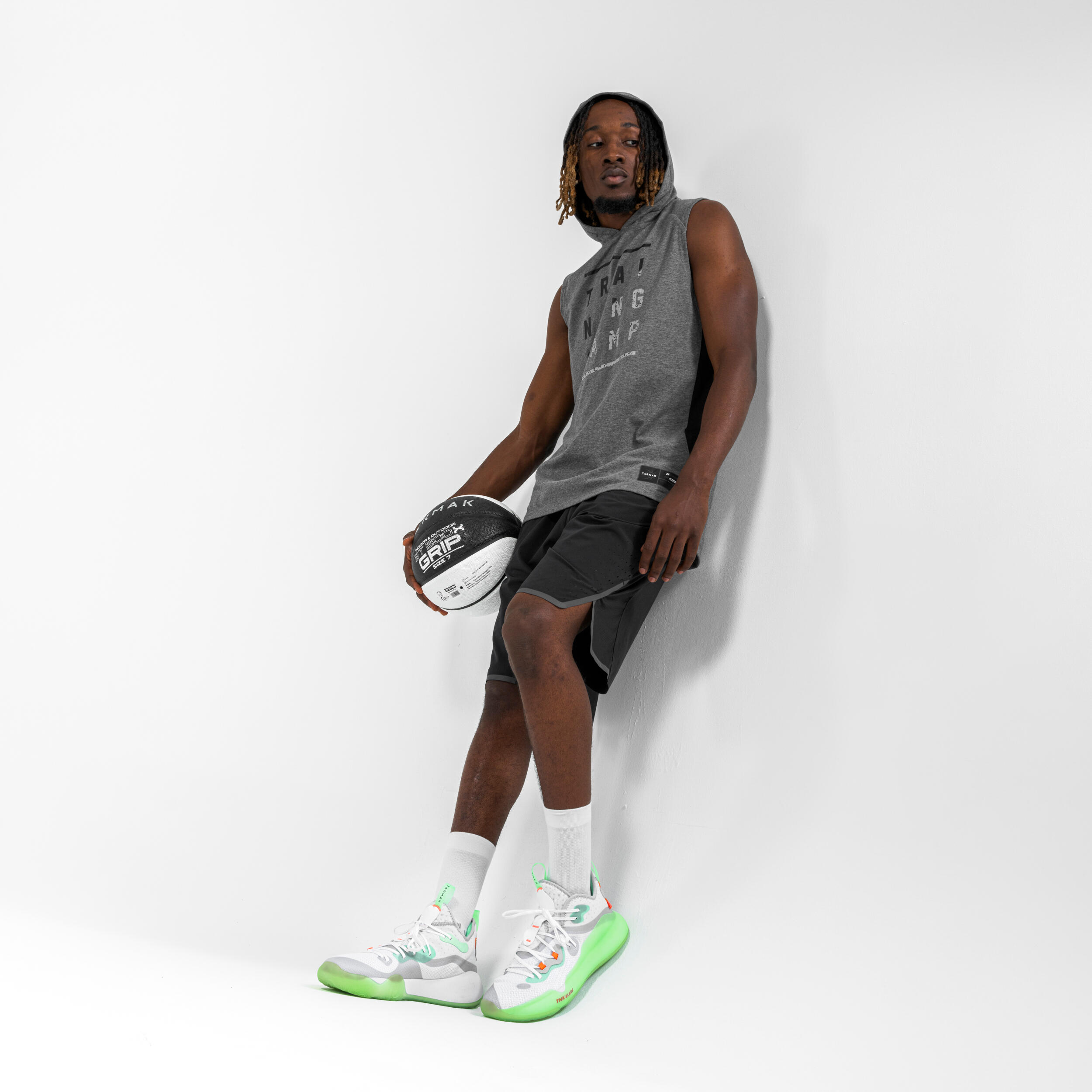 BOTAS DE BASQUETEBOL DE CANO MÉDIO - SE500 ADULTO BRANCO/TURQUESA 6/15