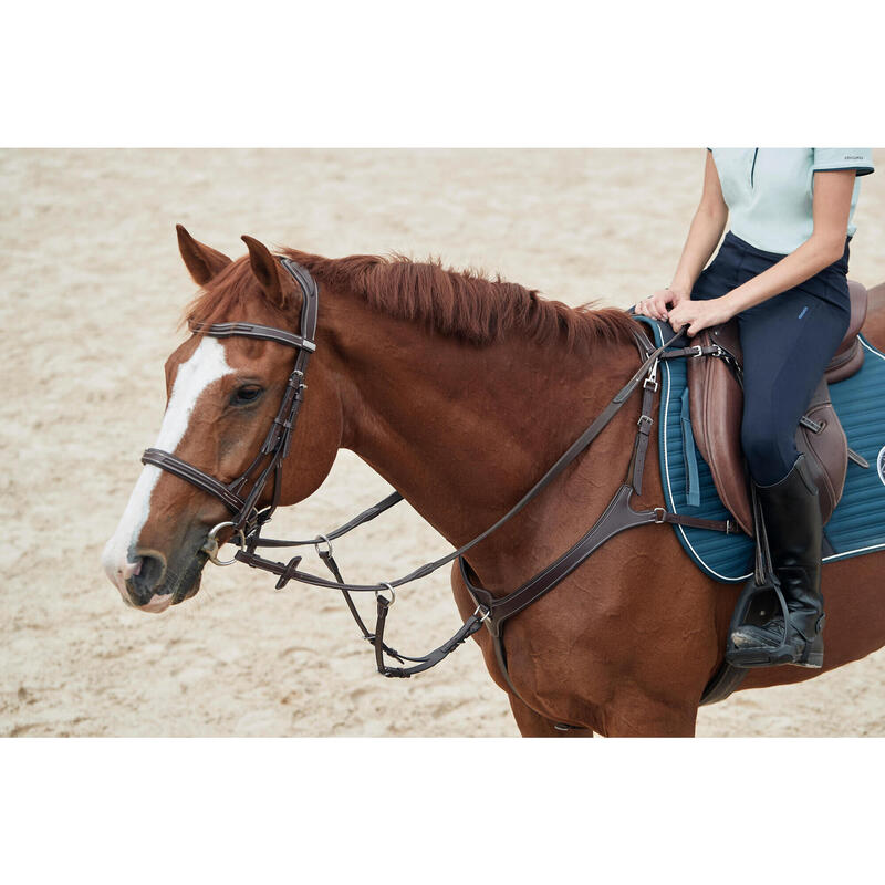 Pettorale con martingala pony e cavallo 5 punti marrone 