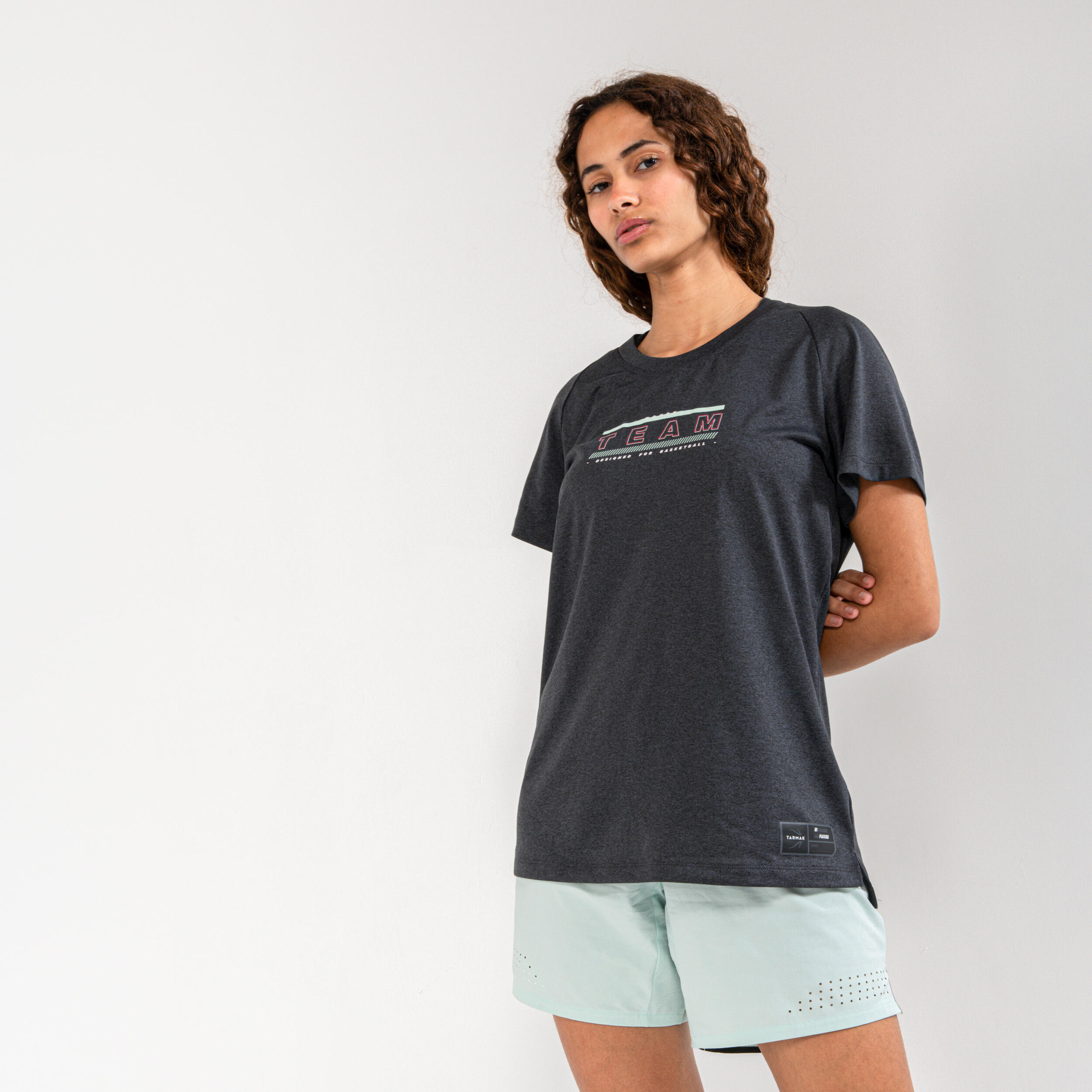 Women's Intermediate Basketball T-Shirt TS500 - Dark Grey/Team