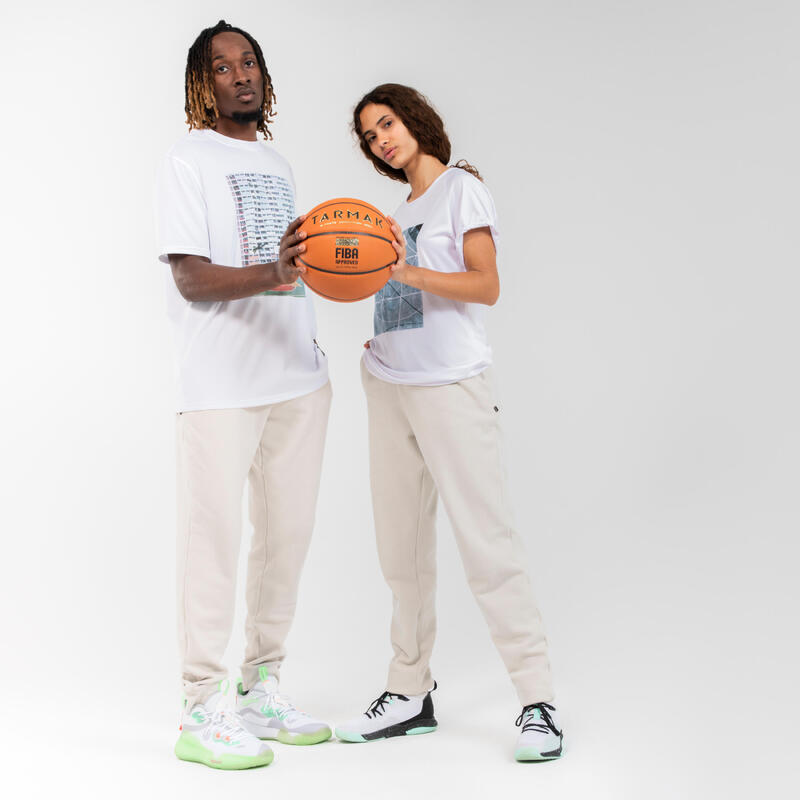 男款/女款籃球 T 恤/襯衣 TS500 Fast - 白色