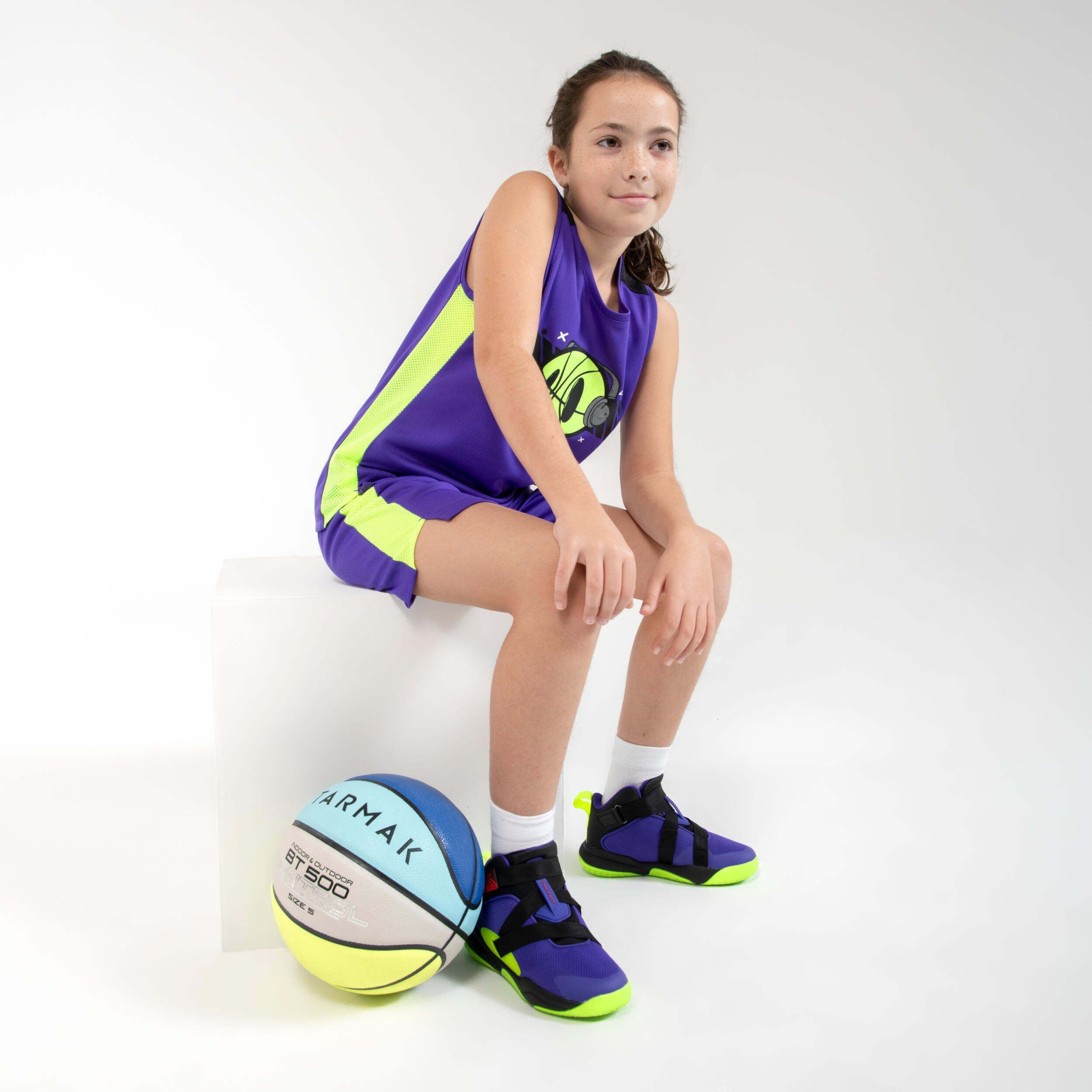 Kids' Basketball Shoes Easy X - Purple/Yellow 8/8