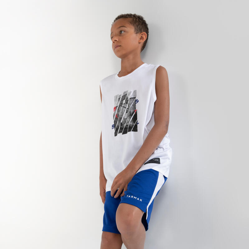 Boys'/Girls' Sleeveless Basketball T-Shirt/Jersey TS500NS - White Photo