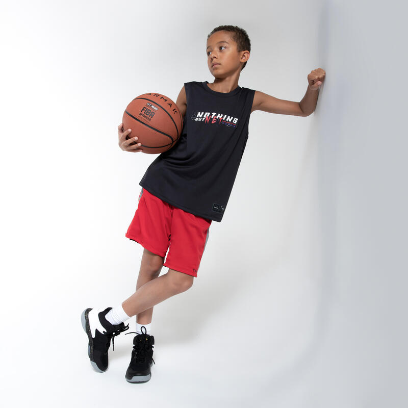 Gyerek rövidnadrág kosárlabdázáshoz SH500R, középhaladóknak, fekete, piros 