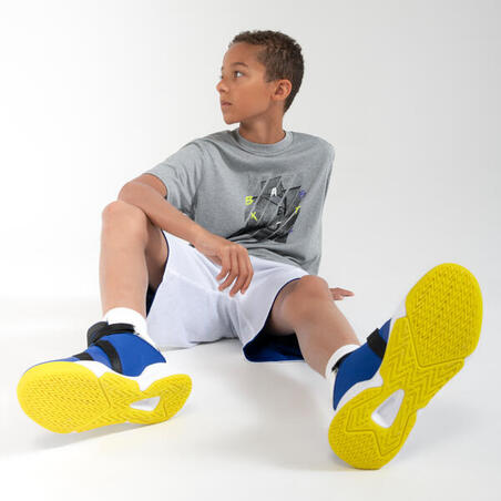 Plavo-žute dečje patike za košarku EASY X 