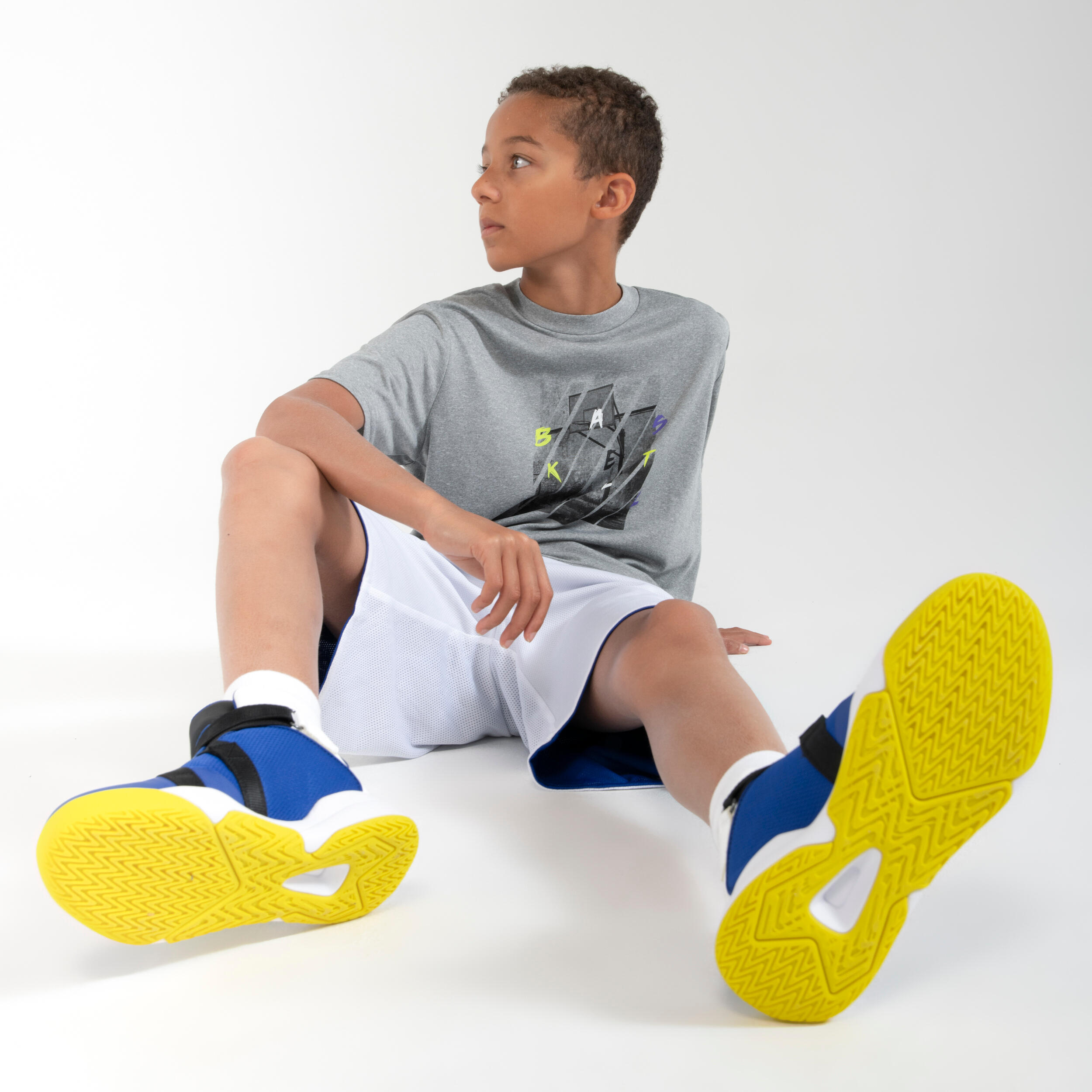 CHILDREN'S BASKETBALL SHOES - EASY X BLUE YELLOW