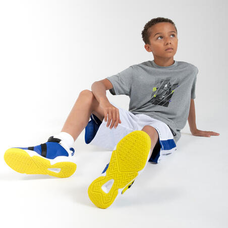 Plavo-žute dečje patike za košarku EASY X 