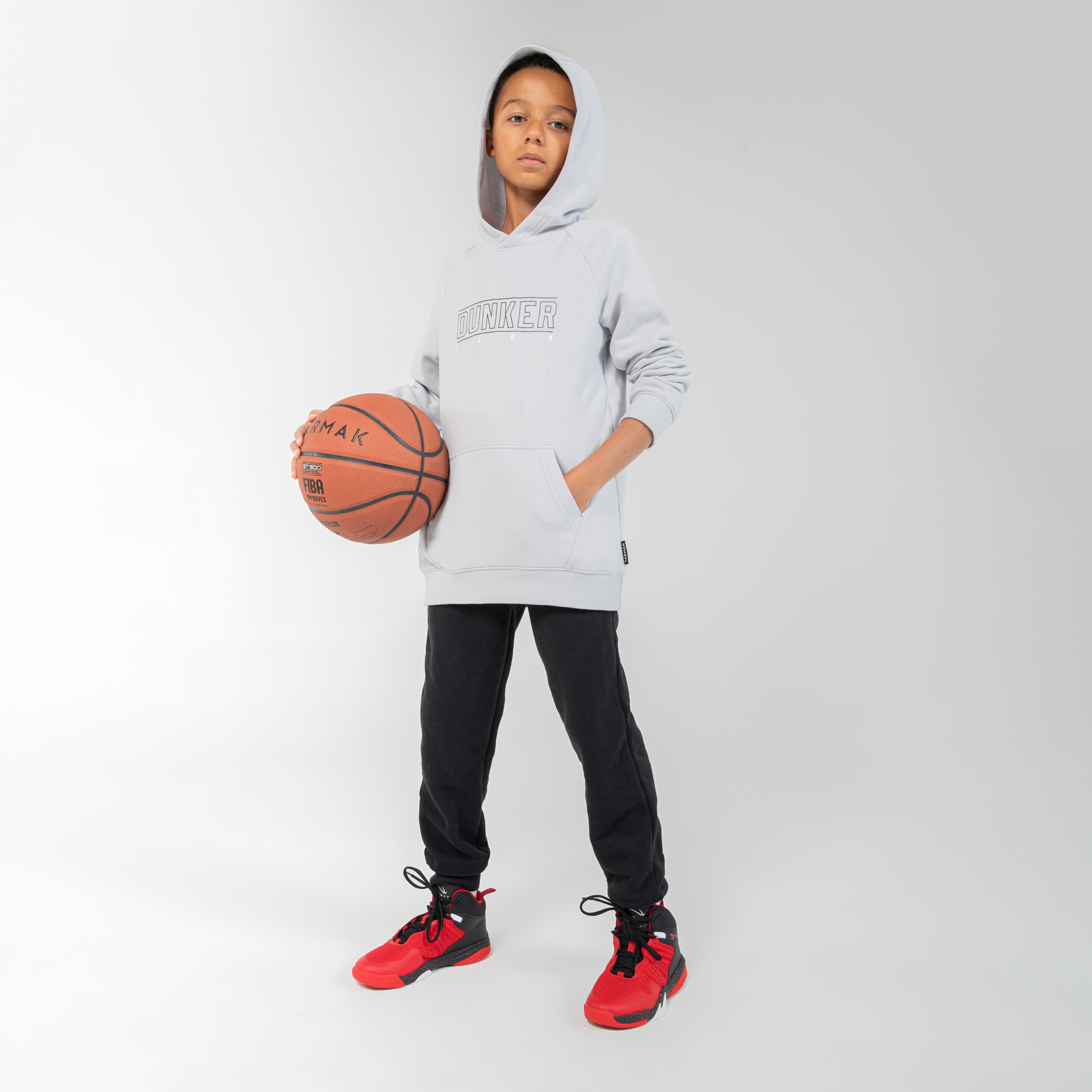 Kids' Basketball Hoodie H100 - Grey 5/8