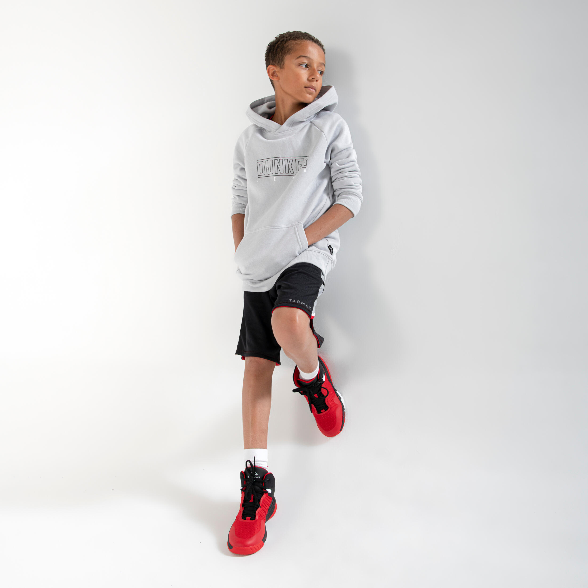 Kids' Basketball Hoodie H100 - Grey 7/8