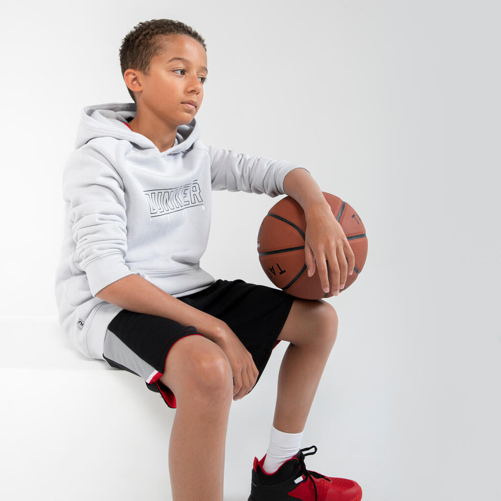 Kinder Sweatshirt mit Kapuze Hoodie Basketball - H100 gelb