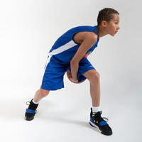חולצת כדורסל ללא שרוולים לילדים/ ילדות T500 – כחול/ לבן