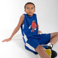 חולצת כדורסל ללא שרוולים לילדים/ ילדות T500 – כחול/ לבן