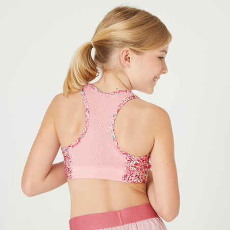 Girls' Breathable Sports Bra - Pink Print