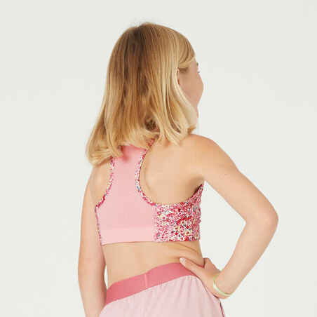 Girls' Breathable Sports Bra - Pink Print